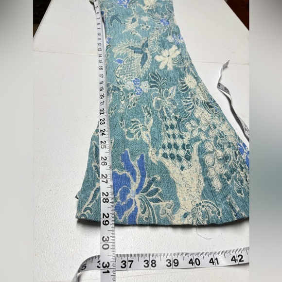 Abercrombie & Fitch Teal Floral Wide-Leg Pants - Picture 9 of 10